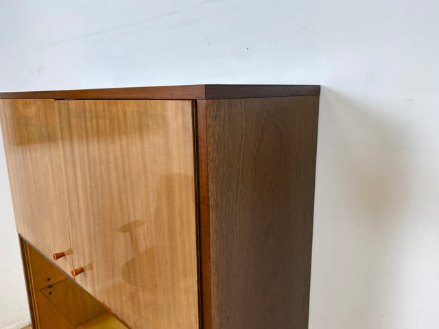 Schönes und geräumiges Mid-Century Highboard aus 1968  mit Glasregal I Schrank Bücherschrank Bücherregal Wohnzimmerschrank Kommode Vintage Retro 60er 70er Alt I