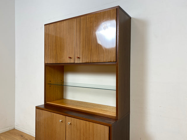 Schönes und geräumiges Mid-Century Highboard aus 1968  mit Glasregal I Schrank Bücherschrank Bücherregal Wohnzimmerschrank Kommode Vintage Retro 60er 70er Alt I