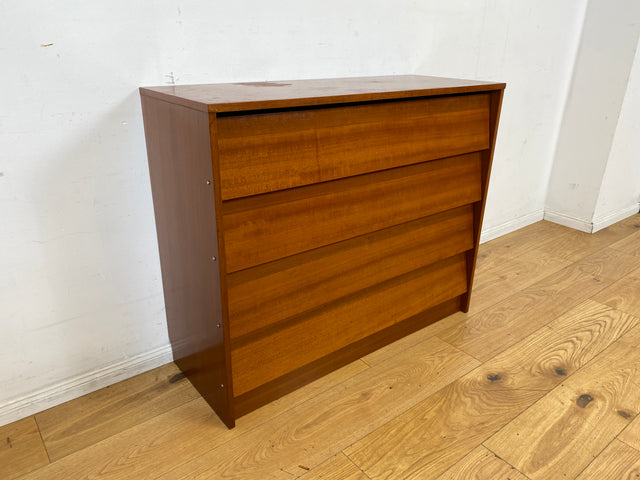 Minimalismus pur! Sehr schöne Vintage Schuhkommode mit Klappen und Edelholz Furnier I Schuhschrank Flurkommode Flurschrank Kommode 70er 80er DDR Mid-Century Retro I