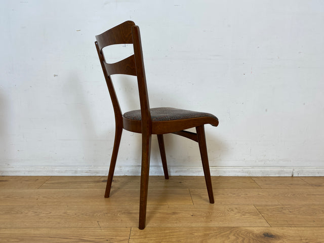 Set aus 4 formschönen und sehr gut erhaltenen 50er Jahre Stühlen mit Originalbezug I Esszimmerstühle Küchenstühle Holzstühle Dining Chairs Mid-Century Vintage 60er 4er I