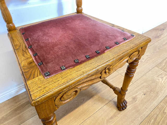 Set aus 4 grandiosen antiken Esszimmerstühlen aus handverzierter Eiche mit Wiener Geflecht I 1880-1910 I Stühle Holzstühle Dining Chairs Historismus Gründerzeit Vintage I