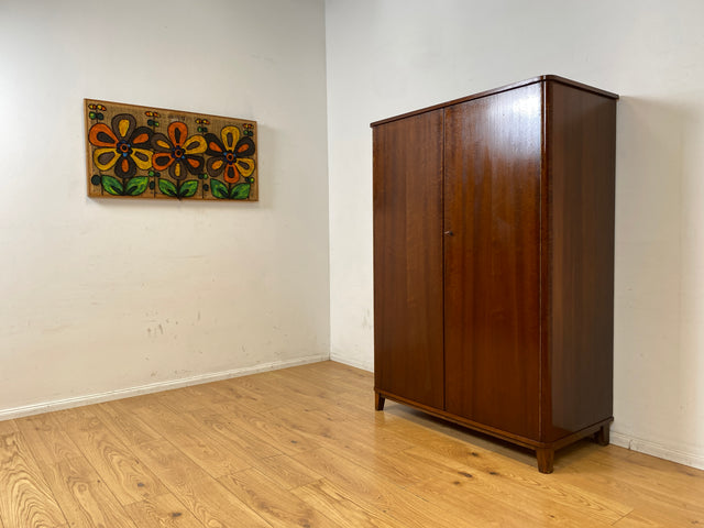 Stilvoller dunkler Mid-Century Kleiderschrank mit perfekter Aufteilung und Schublade I Schrank Wäscheschrank Garderobe Flurschrank Schlafzimmerschrank Vintage 50er 60er I