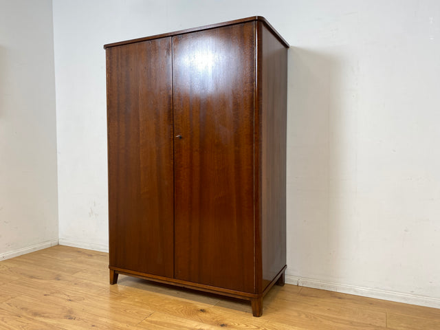 Stilvoller dunkler Mid-Century Kleiderschrank mit perfekter Aufteilung und Schublade I Schrank Wäscheschrank Garderobe Flurschrank Schlafzimmerschrank Vintage 50er 60er I