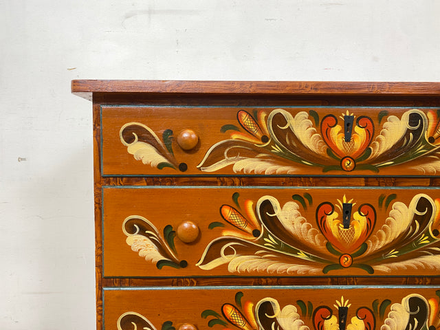 Wunderschöne handbemalte skandinavische 50er Jahre Kommode aus vollem Holz mit Schubladen I Schubladenkommode Wäschekommode Schrank Sideboard Wickelkommode Vintage I