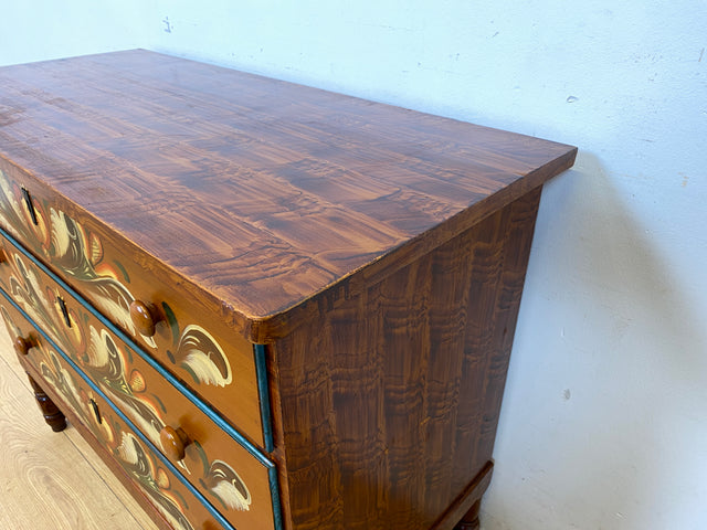 Wunderschöne handbemalte skandinavische 50er Jahre Kommode aus vollem Holz mit Schubladen I Schubladenkommode Wäschekommode Schrank Sideboard Wickelkommode Vintage I