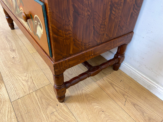 Wunderschöne handbemalte skandinavische 50er Jahre Kommode aus vollem Holz mit Schubladen I Schubladenkommode Wäschekommode Schrank Sideboard Wickelkommode Vintage I