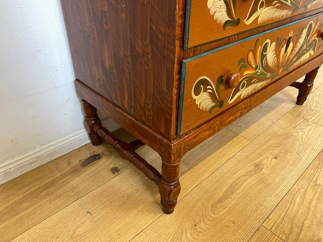 Wunderschöne handbemalte skandinavische 50er Jahre Kommode aus vollem Holz mit Schubladen I Schubladenkommode Wäschekommode Schrank Sideboard Wickelkommode Vintage I