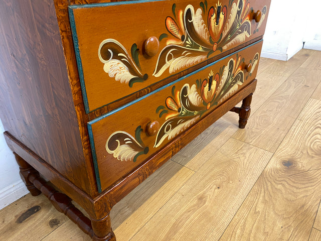 Wunderschöne handbemalte skandinavische 50er Jahre Kommode aus vollem Holz mit Schubladen I Schubladenkommode Wäschekommode Schrank Sideboard Wickelkommode Vintage I