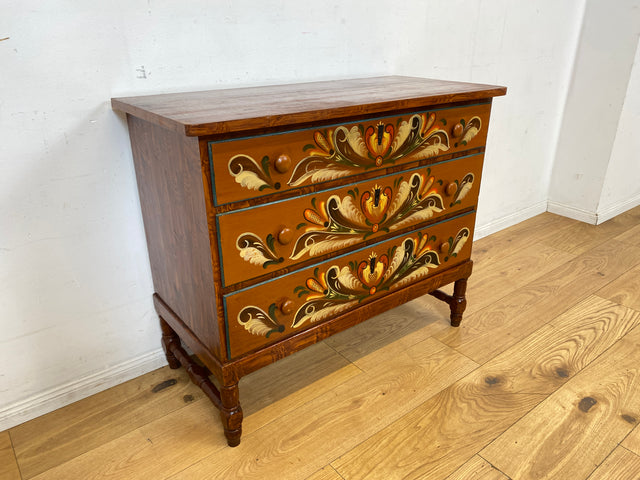Wunderschöne handbemalte skandinavische 50er Jahre Kommode aus vollem Holz mit Schubladen I Schubladenkommode Wäschekommode Schrank Sideboard Wickelkommode Vintage I