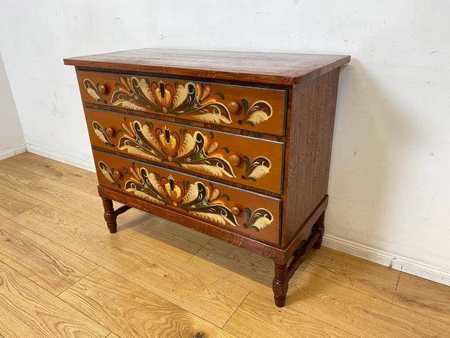 Wunderschöne handbemalte skandinavische 50er Jahre Kommode aus vollem Holz mit Schubladen I Schubladenkommode Wäschekommode Schrank Sideboard Wickelkommode Vintage I