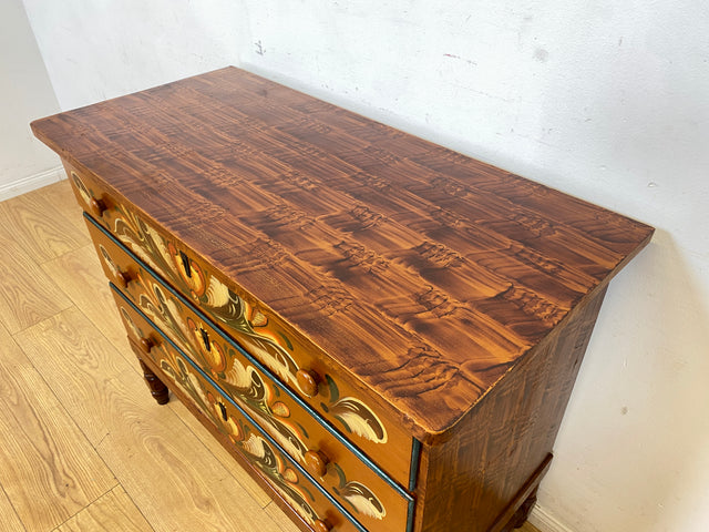 Wunderschöne handbemalte skandinavische 50er Jahre Kommode aus vollem Holz mit Schubladen I Schubladenkommode Wäschekommode Schrank Sideboard Wickelkommode Vintage I