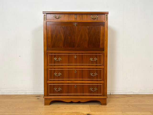 Hochwertiger skandinavischer Vintage Schreibschrank mit stabiler Schreibklappe & Schubladen I Vollholz I Schreibkommode Sekretär Schrank Highboard Kommode Schreibtisch I
