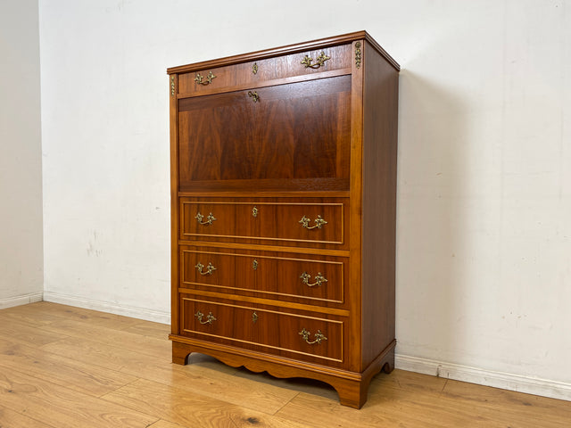 Hochwertiger skandinavischer Vintage Schreibschrank mit stabiler Schreibklappe & Schubladen I Vollholz I Schreibkommode Sekretär Schrank Highboard Kommode Schreibtisch I