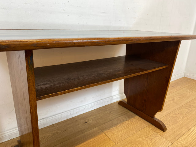Formschöner  30er Jahre Art Deco Salontisch mit abnehmbarer Glasauflage und Ablage I Tisch Couchtisch niedriger Esstisch Küchentisch Wohnzimmertisch Vintage Antik I