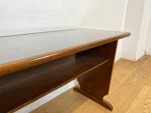Formschöner  30er Jahre Art Deco Salontisch mit abnehmbarer Glasauflage und Ablage I Tisch Couchtisch niedriger Esstisch Küchentisch Wohnzimmertisch Vintage Antik I