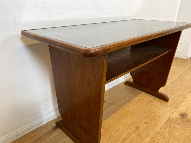 Formschöner  30er Jahre Art Deco Salontisch mit abnehmbarer Glasauflage und Ablage I Tisch Couchtisch niedriger Esstisch Küchentisch Wohnzimmertisch Vintage Antik I