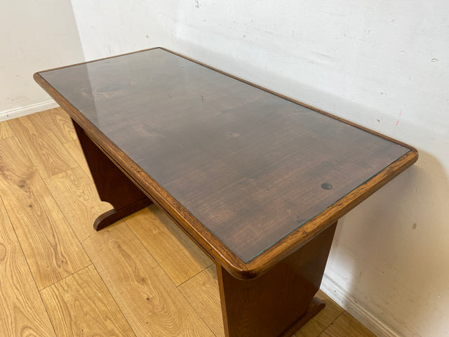 Formschöner  30er Jahre Art Deco Salontisch mit abnehmbarer Glasauflage und Ablage I Tisch Couchtisch niedriger Esstisch Küchentisch Wohnzimmertisch Vintage Antik I