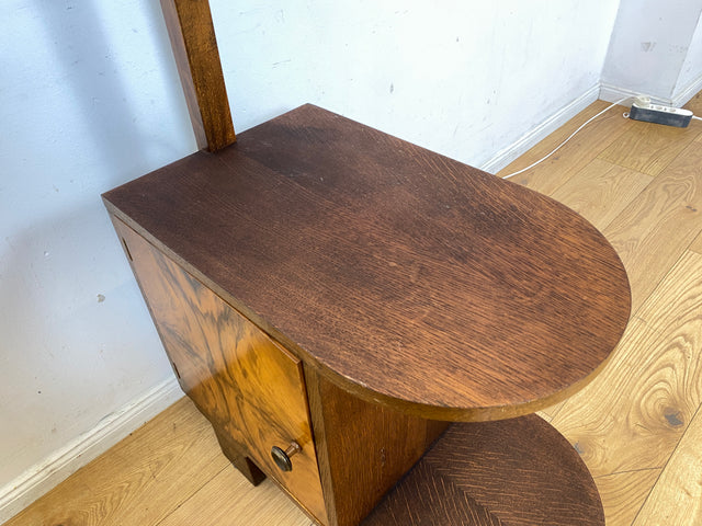 Besondere 30er Jahre Stehlampe mit Kommode & schwenkbarem handbemaltem Lampenschirm I Stehleuchte Beistelltisch Ablage Telefontisch Bar Barschrank Barkommode Vintage Antik I