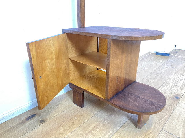 Besondere 30er Jahre Stehlampe mit Kommode & schwenkbarem handbemaltem Lampenschirm I Stehleuchte Beistelltisch Ablage Telefontisch Bar Barschrank Barkommode Vintage Antik I