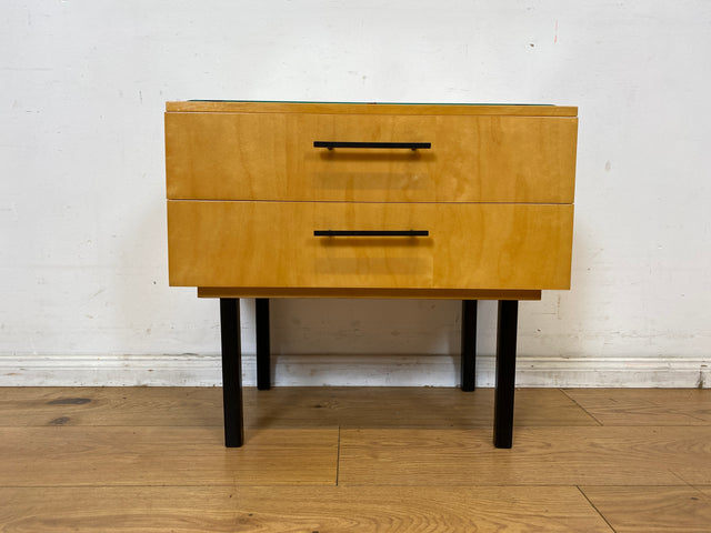 Stilvoller heller Mid-Century Nachttisch mit Schubladen I Nachtkommoden Nachtschränkchen Nachtschränke Kommode Beistelltisch Ablage Vintage 60er 70er Retro Alt I
