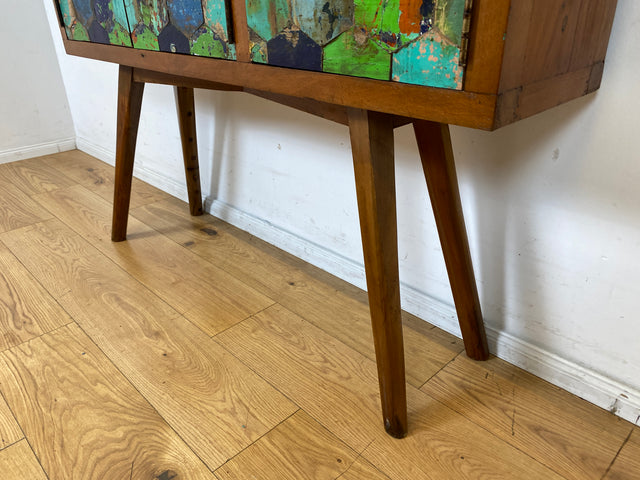 Wunderschöne und nachhaltige Kommode handgefertigt aus altem Bootsholz in Originalfarben I Teakholz massiv I Sideboard Schrank Konsole Flurkommode Wäschekommode I