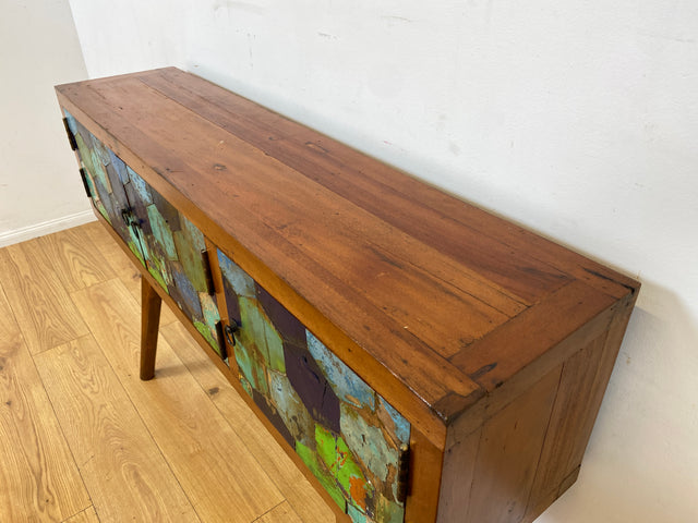 Wunderschöne und nachhaltige Kommode handgefertigt aus altem Bootsholz in Originalfarben I Teakholz massiv I Sideboard Schrank Konsole Flurkommode Wäschekommode I