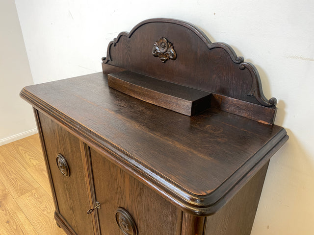 WMK I Wunderschöne kleine antike Anrichte aus vollem Holz mit handverziertem Aufsatz I Schrank Kommode Sideboard Büfett Buffet Kredenz Gründerzeit Jugendstil Vintage Berlin Brandenburg Regensburg