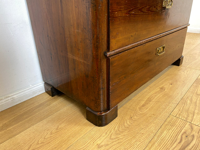 WMK # Wunderschöne antike Kommode aus vollem Holz mit 5 großen Schubladen und Messingbeschlägen # Schrank Schubladenkommode Highboard Wäschekommode Anrichte Sideboard Biedermeier Kolonialstil Vintage