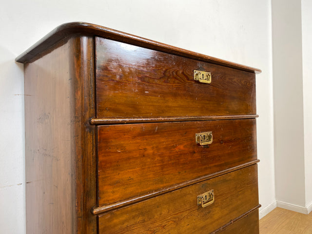 WMK # Wunderschöne antike Kommode aus vollem Holz mit 5 großen Schubladen und Messingbeschlägen # Schrank Schubladenkommode Highboard Wäschekommode Anrichte Sideboard Biedermeier Kolonialstil Vintage