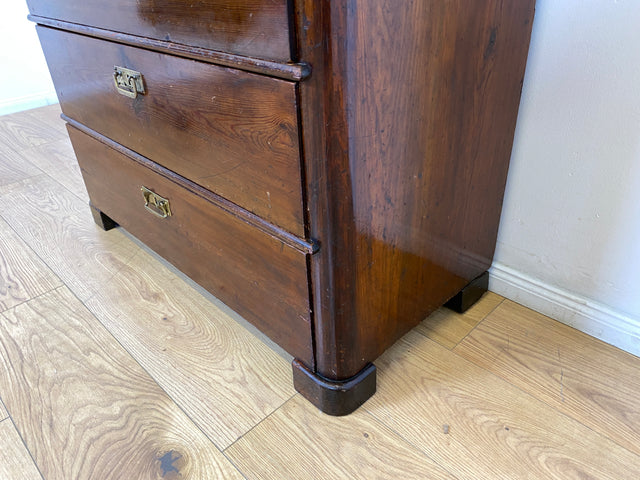 WMK # Wunderschöne antike Kommode aus vollem Holz mit 5 großen Schubladen und Messingbeschlägen # Schrank Schubladenkommode Highboard Wäschekommode Anrichte Sideboard Biedermeier Kolonialstil Vintage