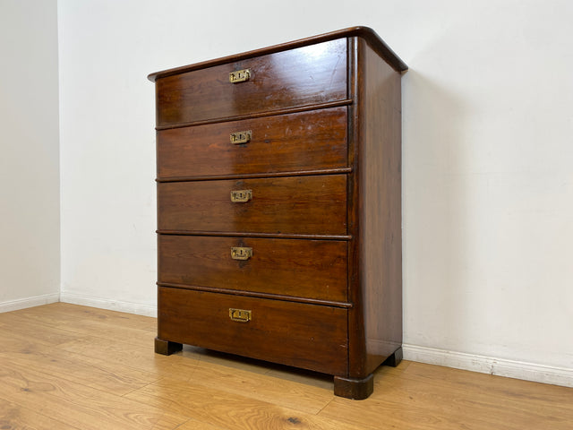 WMK # Wunderschöne antike Kommode aus vollem Holz mit 5 großen Schubladen und Messingbeschlägen # Schrank Schubladenkommode Highboard Wäschekommode Anrichte Sideboard Biedermeier Kolonialstil Vintage