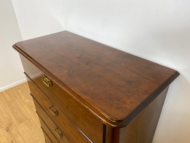 WMK # Wunderschöne antike Kommode aus vollem Holz mit 5 großen Schubladen und Messingbeschlägen # Schrank Schubladenkommode Highboard Wäschekommode Anrichte Sideboard Biedermeier Kolonialstil Vintage
