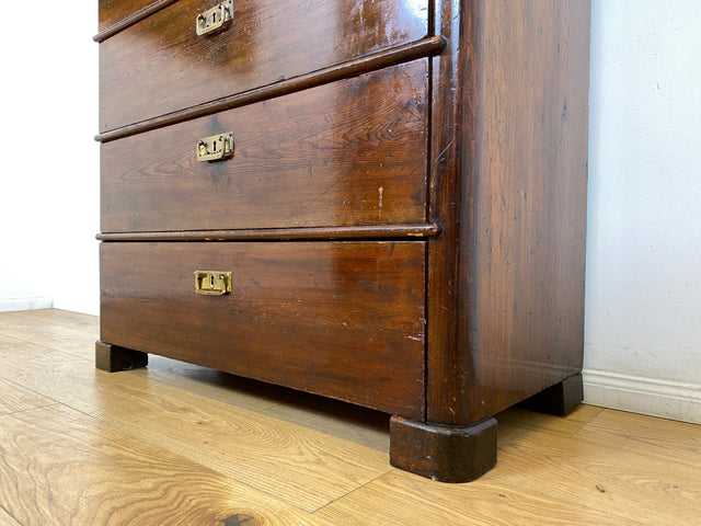 WMK # Wunderschöne antike Kommode aus vollem Holz mit 5 großen Schubladen und Messingbeschlägen # Schrank Schubladenkommode Highboard Wäschekommode Anrichte Sideboard Biedermeier Kolonialstil Vintage