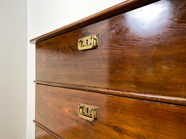 WMK # Wunderschöne antike Kommode aus vollem Holz mit 5 großen Schubladen und Messingbeschlägen # Schrank Schubladenkommode Highboard Wäschekommode Anrichte Sideboard Biedermeier Kolonialstil Vintage