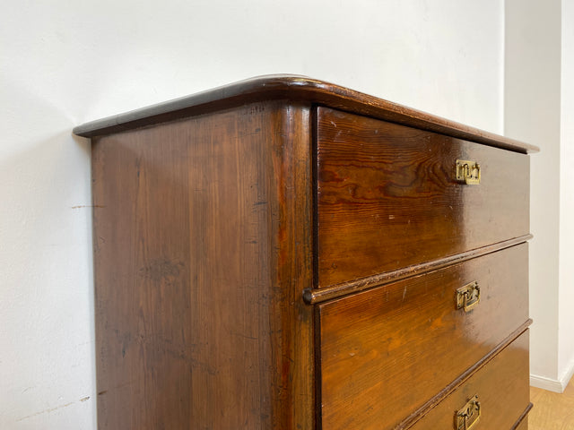 WMK # Wunderschöne antike Kommode aus vollem Holz mit 5 großen Schubladen und Messingbeschlägen # Schrank Schubladenkommode Highboard Wäschekommode Anrichte Sideboard Biedermeier Kolonialstil Vintage