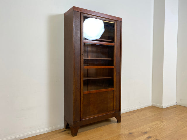 WMK I Schöne und gut erhaltene antike Vitrine aus vollem Holz mit verstell. Regalböden I Büchervitrine Bücherschrank Schrank Bücherregal Regal Geschirrschrank Highboard Art Deco Vintage Berlin Leipzig