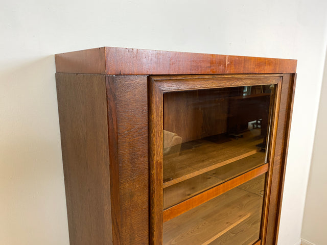 WMK I Schöne und gut erhaltene antike Vitrine aus vollem Holz mit verstell. Regalböden I Büchervitrine Bücherschrank Schrank Bücherregal Regal Geschirrschrank Highboard Art Deco Vintage Berlin Leipzig