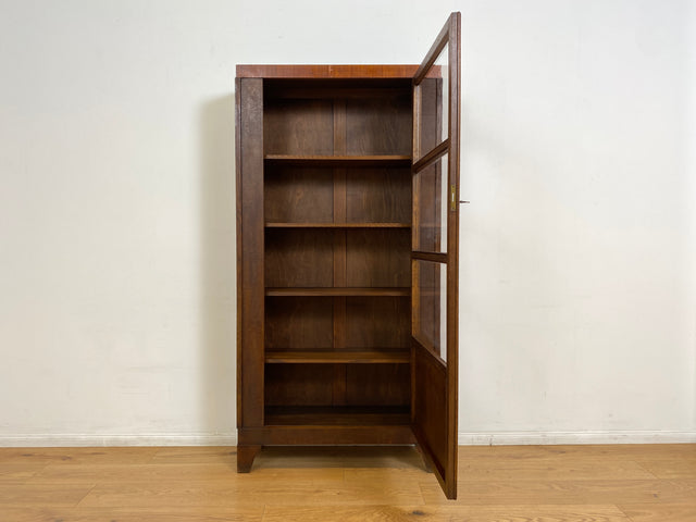 WMK I Schöne und gut erhaltene antike Vitrine aus vollem Holz mit verstell. Regalböden I Büchervitrine Bücherschrank Schrank Bücherregal Regal Geschirrschrank Highboard Art Deco Vintage Berlin Leipzig