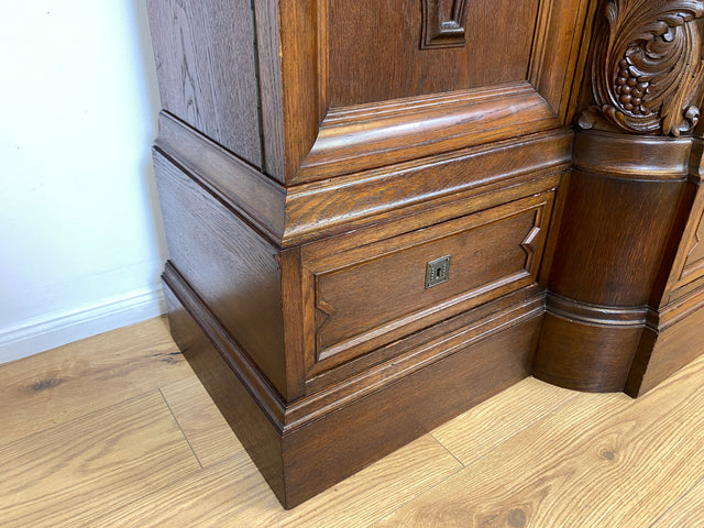 WMK # Impressive &amp; very well preserved antique bookcase made of solid oak with hand-carved wooden applications # Living room cabinet cupboard display cabinet bookcase bookshelf Wilhelminian era vintage