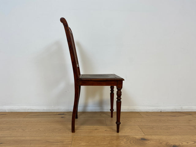 WMK Vornehmer & filigraner antiker Esszimmerstuhl mit feinem, jedoch etwas beschädigtem Wiener Geflecht # Stuhl Küchenstuhl Holzstuhl Kaffeehaus Dining Chair Herrendiener Garderobe Jugendstil Vintage