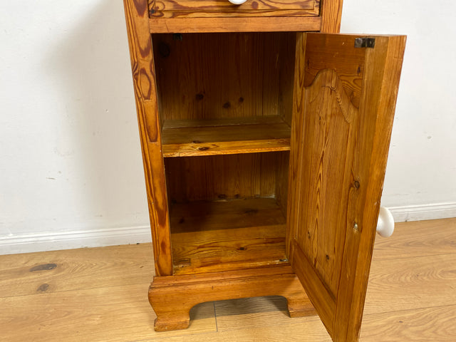 WMK Schöner großer antiker Nachttisch aus Dänemark, Vollholz, mit Marmor Auflage & Schublade # Nachtschrank Nachtkommode Beistelltisch Marmorkommode Flurkommode Ablage Weichholz Jugendstil Vintage