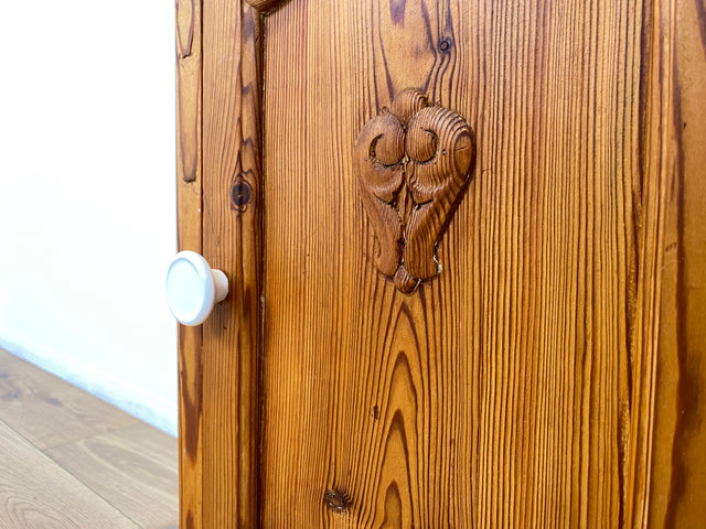 WMK Schöner großer antiker Nachttisch aus Dänemark, Vollholz, mit Marmor Auflage & Schublade # Nachtschrank Nachtkommode Beistelltisch Marmorkommode Flurkommode Ablage Weichholz Jugendstil Vintage