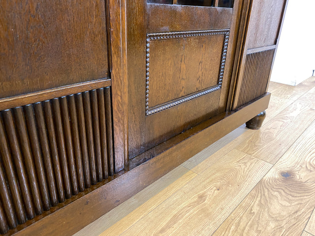 WMK I Schöner und gut erhaltener antiker Schrank aus vollem Holz I Vitrine Bücherschrank Büchervitrine Bücherregal Regal Wohnzimmerschrank Highboard Wäscheschrank Jugendstil Vintage I Berlin Halle NRW