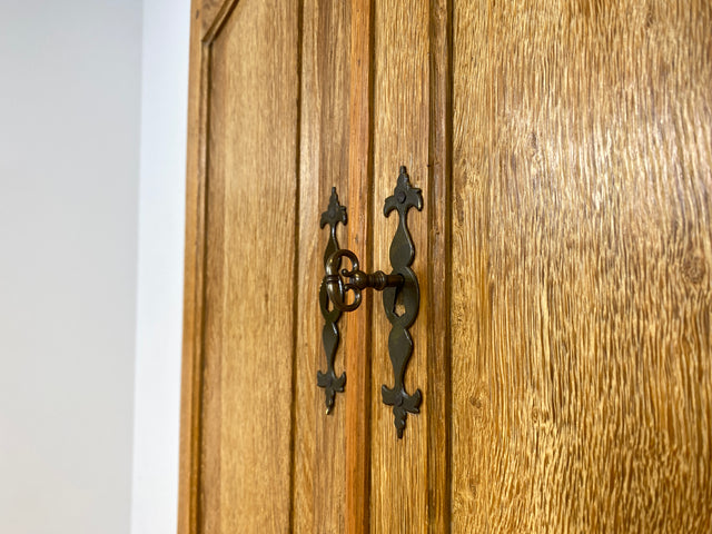 WMK I Hochwertiger antiker Schreibschrank aus massiver Eiche mit Aufsatz I Sekretär Aufsatzsekretär Bücherschrank Schreibtisch Schreibkommode Kommode Biedermeier Vintage Berlin Regensburg Düsseldorf