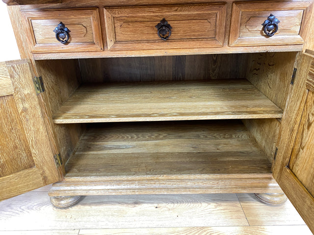 WMK I Hochwertiger antiker Schreibschrank aus massiver Eiche mit Aufsatz I Sekretär Aufsatzsekretär Bücherschrank Schreibtisch Schreibkommode Kommode Biedermeier Vintage Berlin Regensburg Düsseldorf