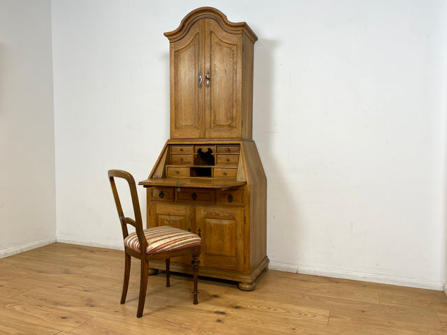 WMK I Hochwertiger antiker Schreibschrank aus massiver Eiche mit Aufsatz I Sekretär Aufsatzsekretär Bücherschrank Schreibtisch Schreibkommode Kommode Biedermeier Vintage Berlin Regensburg Düsseldorf