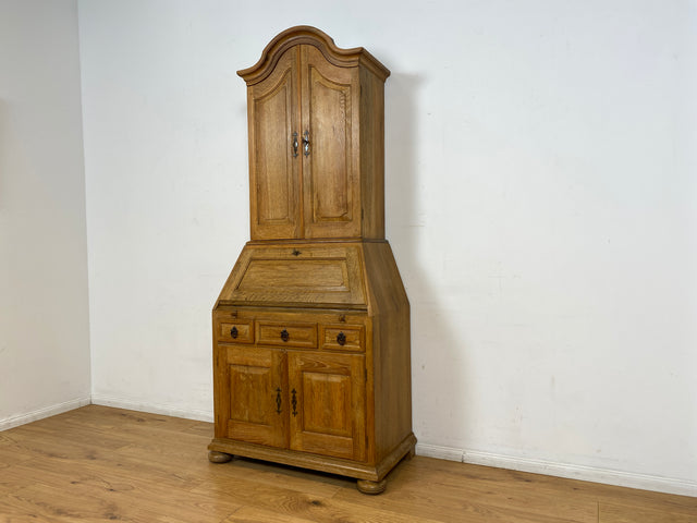 WMK I Hochwertiger antiker Schreibschrank aus massiver Eiche mit Aufsatz I Sekretär Aufsatzsekretär Bücherschrank Schreibtisch Schreibkommode Kommode Biedermeier Vintage Berlin Regensburg Düsseldorf