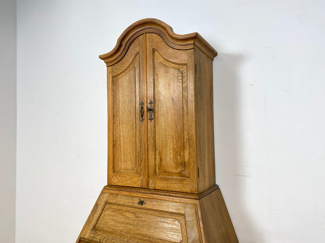 WMK I Hochwertiger antiker Schreibschrank aus massiver Eiche mit Aufsatz I Sekretär Aufsatzsekretär Bücherschrank Schreibtisch Schreibkommode Kommode Biedermeier Vintage Berlin Regensburg Düsseldorf