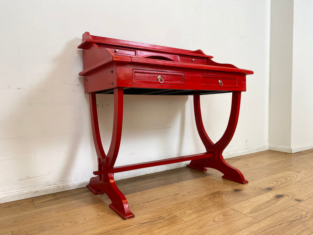 WMK # Einzigartiger antiker Schreibtisch in Rot mit auszieh. Schreibfläche und Schubladen # Ladysekretär Lady Desk Sekretär Schminktisch Frisierkommode Konsolenschreibtisch Empire Klassizismus Vintage