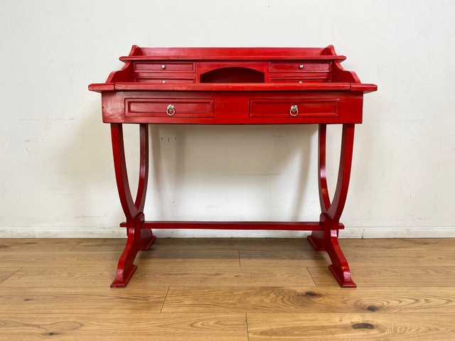 WMK # Einzigartiger antiker Schreibtisch in Rot mit auszieh. Schreibfläche und Schubladen # Ladysekretär Lady Desk Sekretär Schminktisch Frisierkommode Konsolenschreibtisch Empire Klassizismus Vintage